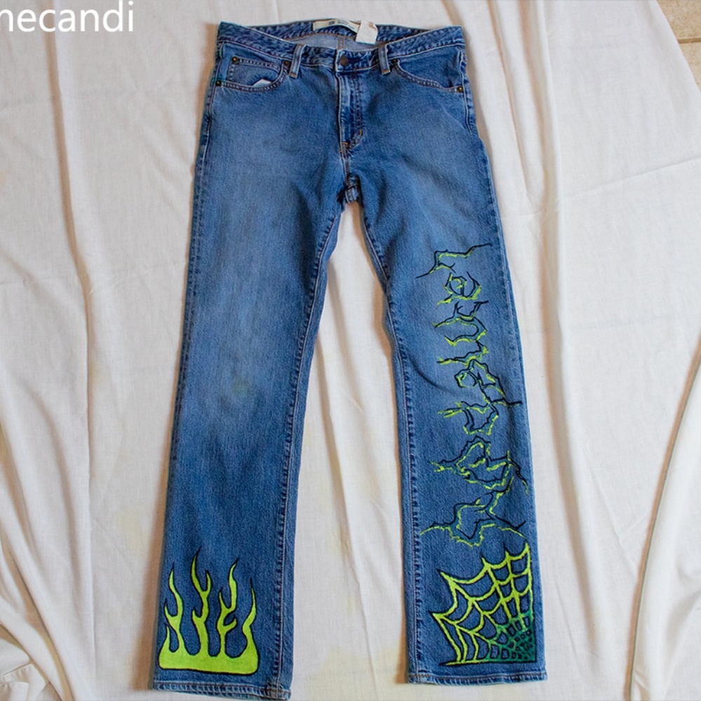 2000's Punk Flame Styled CUSTOM Jeans (LAMEBOY)